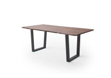 Baumkantentisch >Calabria< in Akazie walnuss/anthrazit - 160x76,5x90 (BxHxT)