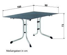 Klapptisch >Boulevard< in Beton hell, Polytec® - 160x73x90cm (BxHxT)