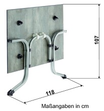 Klapptisch >Boulevard< in Beton hell, Polytec® - 120x73x80cm (BxHxT)