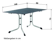 Klapptisch >Boulevard< in Schiefer anthrazit, Polytec® - 140x73x90cm (BxHxT)