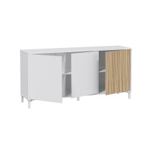 Wohnzimmer-Set >Ethna< in Artik-Weiß / Natur - 200x47x40 (BxHxT)