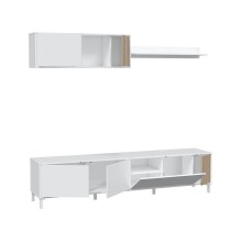 Wohnzimmer-Set >Ethna< in Artik-Weiß / Natur - 200x47x40 (BxHxT)