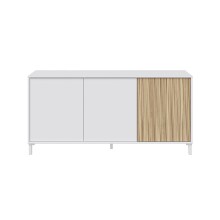 Wohnzimmer-Set >Ethna< in Artik-Weiß / Natur - 200x47x40 (BxHxT)