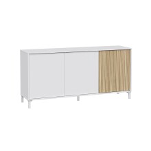Wohnzimmer-Set >Ethna< in Artik-Weiß / Natur - 200x47x40 (BxHxT)