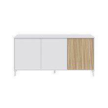 Wohnzimmer-Set >Ethna< in Artik-Weiß / Natur - 200x47x40 (BxHxT)