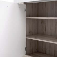 Schuhschrank >Attrus< in Weiss Glanz / Sandeiche  - 118,6x96,9x36,3cm (BxHxT)