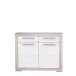 Schuhschrank >Attrus< in Weiss Glanz / Sandeiche  - 118,6x96,9x36,3cm (BxHxT)