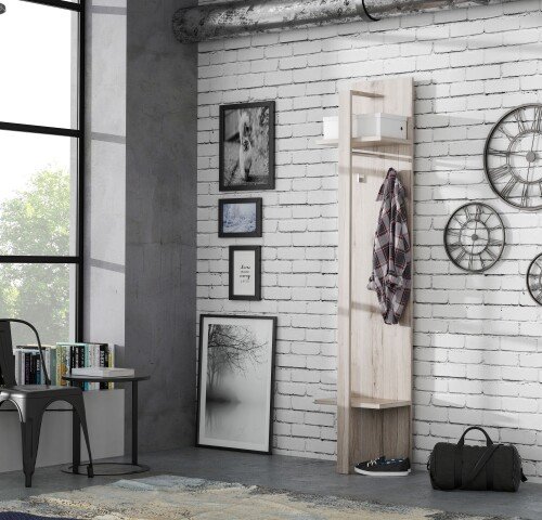 Garderobenpaneel >Attrus< in Sandeiche  - 40x198,5x38,5cm (BxHxT)