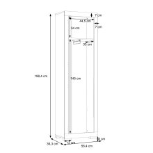 Garderobenschrank >Attrus< in Weiss Glanz / Sandeiche - 58,4x198,5x36,3 (BxHxT)