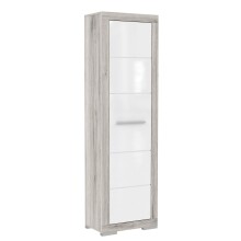 Garderobenschrank >Attrus< in Weiss Glanz / Sandeiche - 58,4x198,5x36,3 (BxHxT)