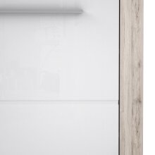 Garderobenschrank >Attrus< in Weiss Glanz / Sandeiche - 58,4x198,5x36,3 (BxHxT)