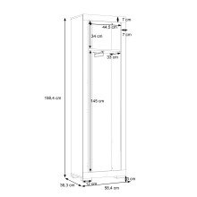 Garderobenschrank >Attrus< in Weiss Glanz / Sandeiche - 58,4x198,5x36,3 (BxHxT)