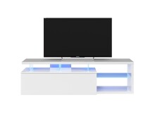 Wohnzimmer-Set >Blue Tech< in weiß glänzend - 150x43x41 (BxHxT)