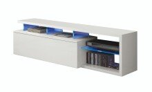 Wohnzimmer-Set >Blue Tech< in weiß glänzend - 150x43x41 (BxHxT)