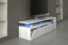 Wohnzimmer-Set >Blue Tech< in weiß glänzend - 150x43x41 (BxHxT)
