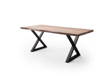 Baumkantentisch >Calabria< in Akazie natur / anthrazit - 200x79,5x100 (BxHxT)