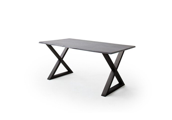 Baumkantentisch >Calabria< in Akazie grau  / anthrazit - 180x76,5x90 (BxHxT)