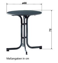 Klapptisch >Boulevard< in Schiefer anthrazit, mecalit®-PRO - 72x68cm (HxD)