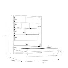 Schrankbett >SMARTROOM< Regale sorgen für viel Stauraum, platzsparend Made in Europe, inklusive Lattenrost, ca. 170x215cm