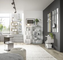 Regal >Sticks< in pine green matt lack - 33x126x33cm (BxHxT)