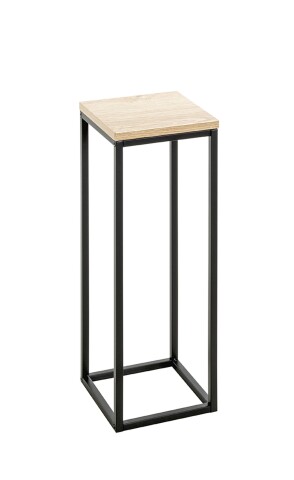 Blumentisch >52567< in eiche, schwarz, MDF, Metall - 19x54x19cm (BxHxT)