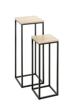 Blumentisch >52592< (2er Set) in eiche, schwarz, MDF, Metall - 19x54x19 (BxHxT)