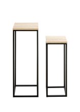 Blumentisch >52592< (2er Set) in eiche, schwarz, MDF, Metall - 19x54x19 (BxHxT)