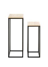 Blumentisch >52592< (2er Set) in eiche, schwarz, MDF, Metall - 19x54x19 (BxHxT)