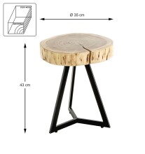 Beistelltisch >54955< in akazie, schwarz, Massivholz, Metall - 43x35cm (HxD)
