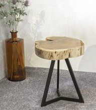 Beistelltisch >54955< in akazie, schwarz, Massivholz, Metall - 43x35cm (HxD)