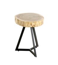 Beistelltisch >54955< in akazie, schwarz, Massivholz, Metall - 43x35cm (HxD)