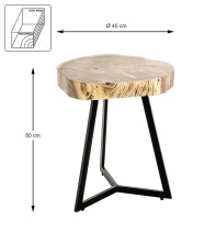 Beistelltisch >54956< in akazie, schwarz, Massivholz, Metall - 50x45cm (HxD)