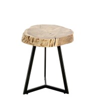 Beistelltisch >54956< in akazie, schwarz, Massivholz, Metall - 50x45cm (HxD)