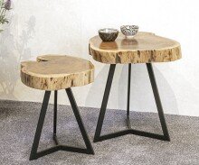 Beistelltisch >54956< in akazie, schwarz, Massivholz, Metall - 50x45cm (HxD)