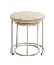 Beistelltisch >47787< (2er Set) in eiche, grau, MDF, Metall - 43x32cm (HxD)