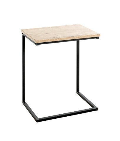 Beistelltisch >52471< in eiche, schwarz, MDF, Metall - 40x50x30cm (BxHxT)