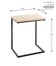 Beistelltisch >52471< in eiche, schwarz, MDF, Metall - 40x50x30cm (BxHxT)