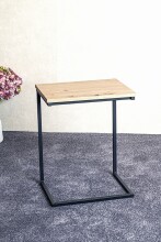 Beistelltisch >52471< in eiche, schwarz, MDF, Metall - 40x50x30cm (BxHxT)