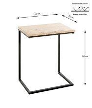 Beistelltisch >52471< in eiche, schwarz, MDF, Metall - 40x50x30cm (BxHxT)