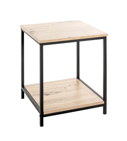 Beistelltisch >52472< in eiche, schwarz, MDF, Metall - 40x50x40cm (BxHxT)