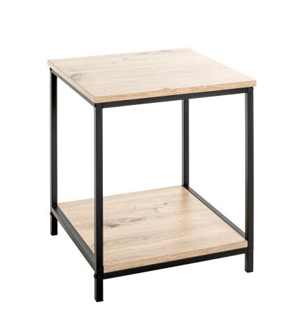 Beistelltisch >52472< in eiche, schwarz, MDF, Metall - 40x50x40cm (BxHxT)