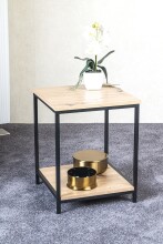 Beistelltisch >52472< in eiche, schwarz, MDF, Metall - 40x50x40cm (BxHxT)