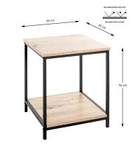 Beistelltisch >52472< in eiche, schwarz, MDF, Metall - 40x50x40cm (BxHxT)