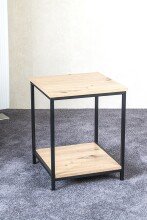 Beistelltisch >52472< in eiche, schwarz, MDF, Metall - 40x50x40cm (BxHxT)