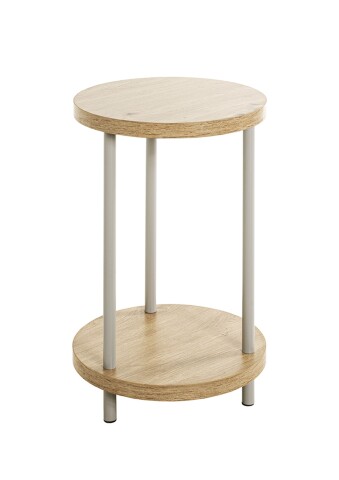 Beistelltisch >52712< in eiche, grau, MDF, Metall - 50x30cm (HxD)