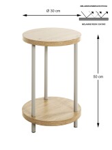 Beistelltisch >52712< in eiche, grau, MDF, Metall - 50x30cm (HxD)