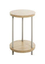 Beistelltisch >52712< in eiche, grau, MDF, Metall - 50x30cm (HxD)