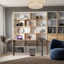 Regal-Schreibtisch >SMARTROOM< in Weiss / Catania Eiche  - 159,4x215x42 (BxHxT)