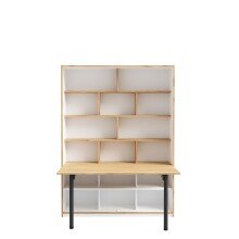 Regal-Schreibtisch >SMARTROOM< in Weiss / Catania Eiche  - 159,4x215x42 (BxHxT)