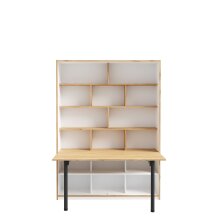 Regal-Schreibtisch >SMARTROOM< in Weiss / Catania Eiche  - 159,4x215x42 (BxHxT)